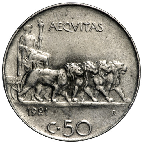 Italia centesimi 1921 leoni - 50,