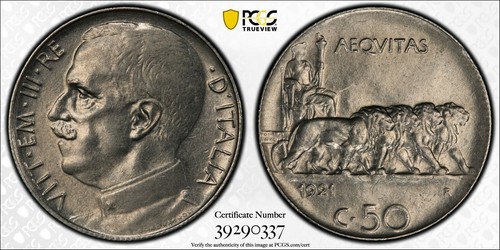 Italia centesimi 1921 r - 50,