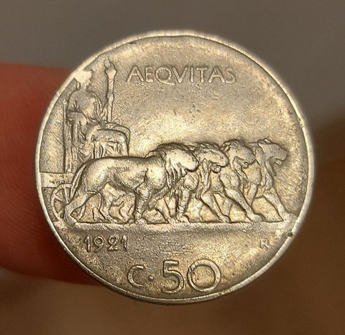 Italia centesimi 1921 leoni - 50,