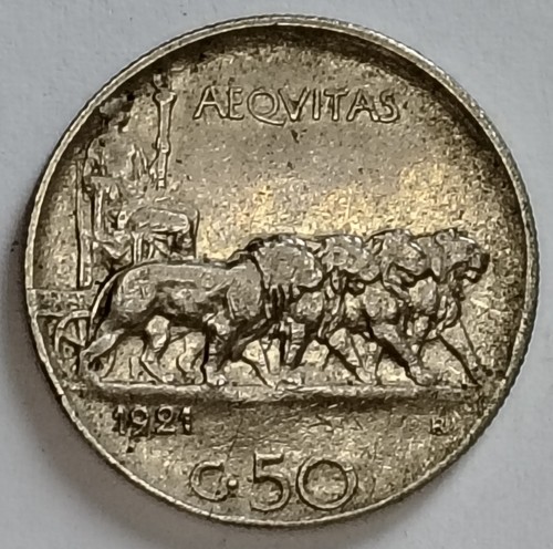 Regno italia 50 centesimi - regno, d'italia
